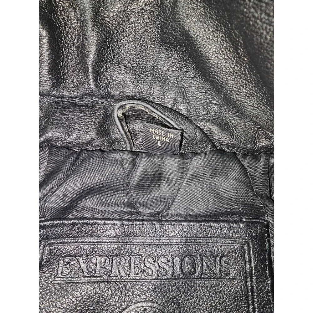 Vintage Expression Contemporary Men’s Leather‎ Jacket SZ L Black Great Condition